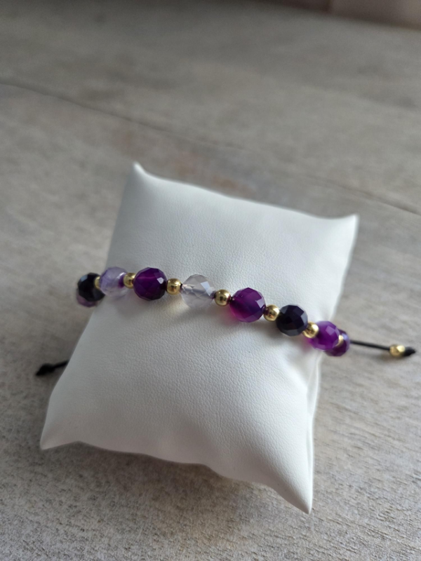 Bransoletka „Violet Enchanté” – Fioletowy Agat AAA Bransoletka „Violet Enchanté” – Fioletowy Agat AAA – zdjęcie 2