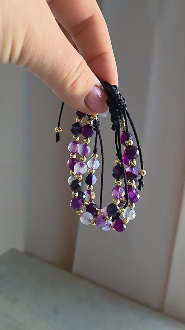 Bransoletka „Violet Enchanté” – Fioletowy Agat AAA Bransoletka „Violet Enchanté” – Fioletowy Agat AAA – zdjęcie 3
