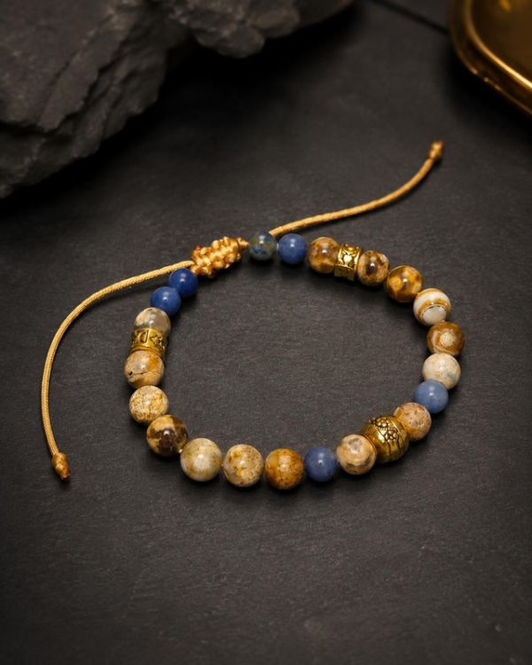 Męska bransoletka z niebieskiego awenturynu i jaspisu – zdjęcie 3