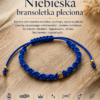 Niebieska bransoletka pleciona makramą ze złotymi detalami Niebieska bransoletka pleciona makramą ze złotymi detalami – zdjęcie 2