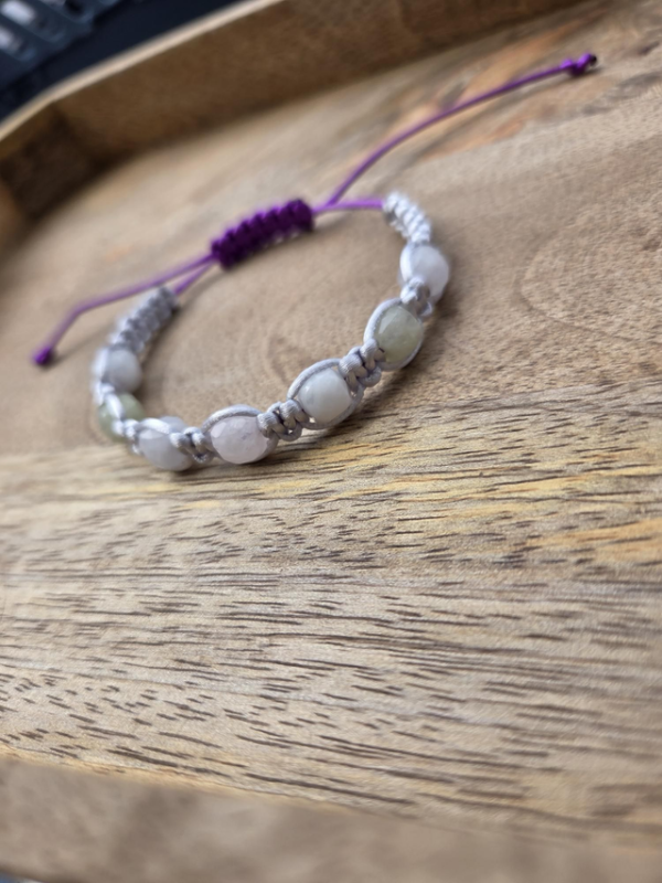 Ręcznie pleciona bransoletka z naturalnym chalcedonem – unisex – zdjęcie 5