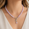 Zestaw biżuterii z kunzytu – naszyjnik i bransoletka handmade – zdjęcie 6